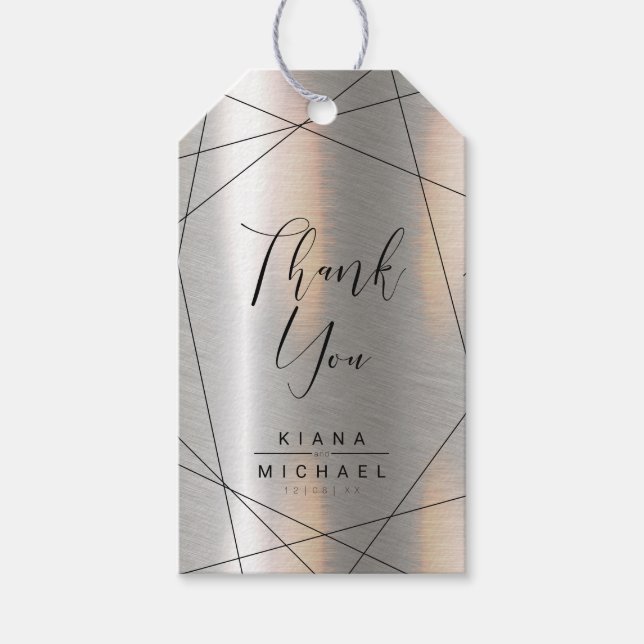 Metallic Geometric Vielen Dank Silver/Black ID648 Geschenkanhänger (Vorderseite)