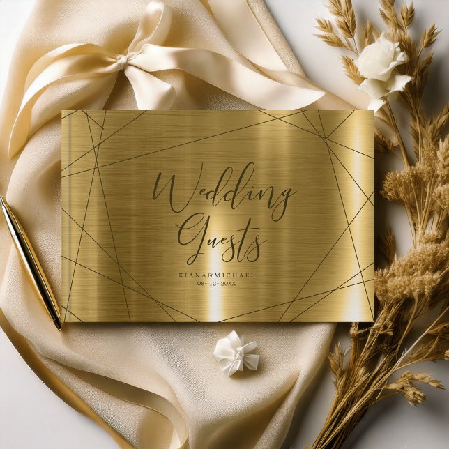 Metallic Geometric Wedding Gold ID648 Gästebuch (Von Creator hochgeladen)