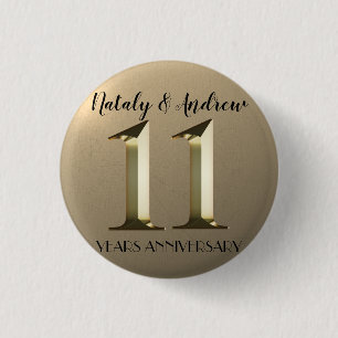Metallic Gold 11. Hochzeitstag Button