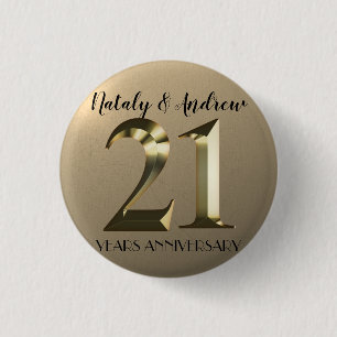 Metallic Gold 21. Hochzeitstag Button