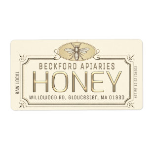 Metallic Gold 3D Gerahmt Honey Label mit Biene