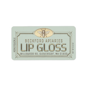 Metallic Gold 3D Gerahmt Lip Gloss Label mit Biene Adressaufkleber