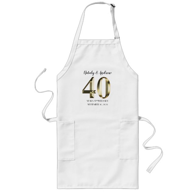 Metallic Gold 40. Hochzeitstag Lange Schürze (Vorne)