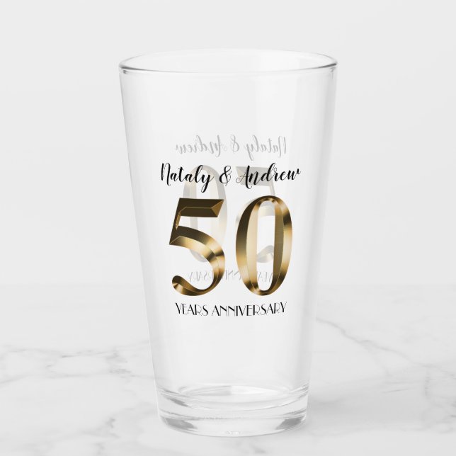 Metallic Gold 50. Hochzeitstag Glas (Vorderseite)