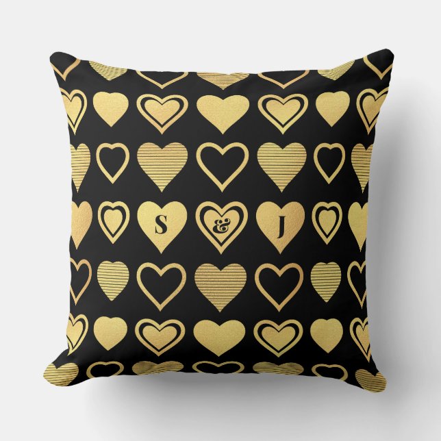 Metallic Gold Accent Hearts Valentine Gift Kissen (Vorderseite)