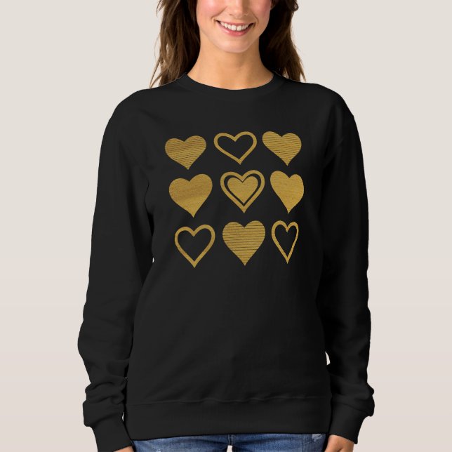 Metallic Gold Accent Hearts Valentine’s Gift Sweatshirt (Vorderseite)