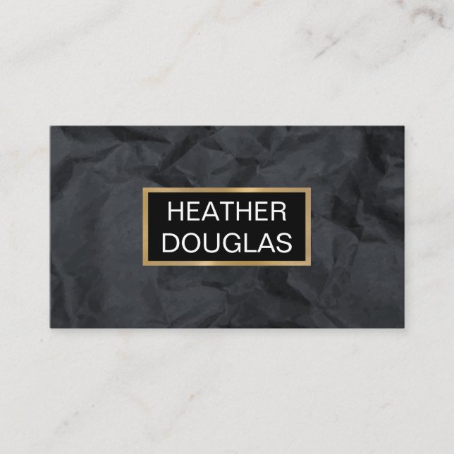 Metallic Gold Banner | Rohes Schwarzes Papier Visitenkarte (Vorderseite)