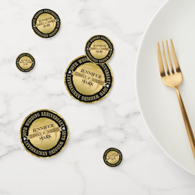 Metallic Gold & Black Circle Konfetti (Gruppe)