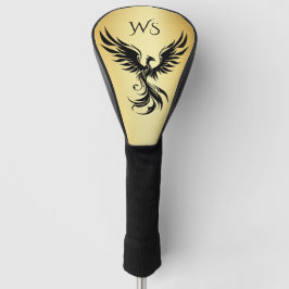 Metallic Gold Black Phoenix Mit Monogramm Initial Golf Headcover