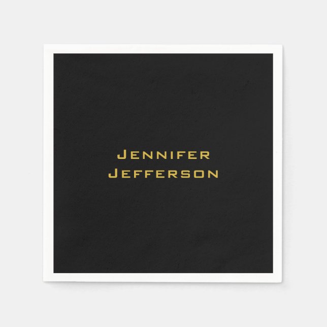 Metallic Gold & Black Professional Modern Elegant Serviette (Vorderseite)