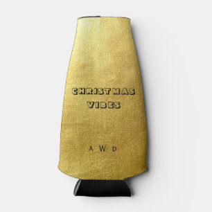 Metallic Gold Christmas Vibes Monogram Flaschenkühler