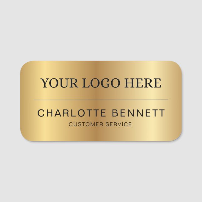Metallic Gold Custom Logo Office Employee Staff Namensschild (Vorderseite)
