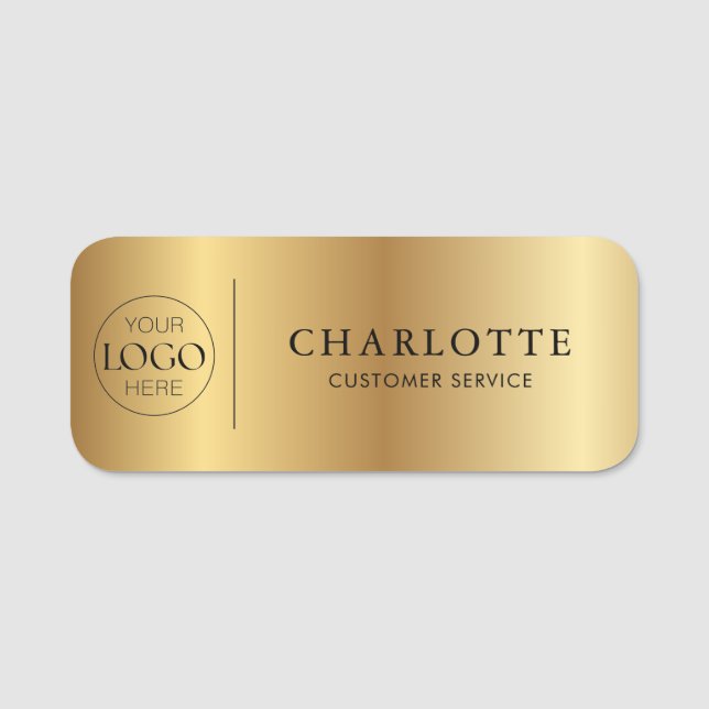 Metallic Gold Custom Logo Office Employee Staff Namensschild (Vorderseite)