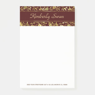 Metallic Gold Damask Post-it Klebezettel