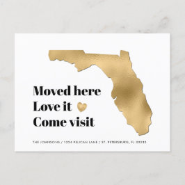 Metallic Gold Florida Karte Neue Adresse