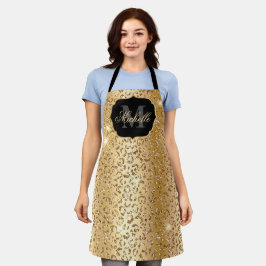 Metallic Gold & Glitzer Glam Leopard Spots drucken Schürze