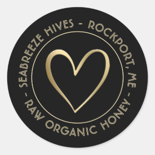 Metallic Gold Heart Bio Honey Jar Label Runder Aufkleber