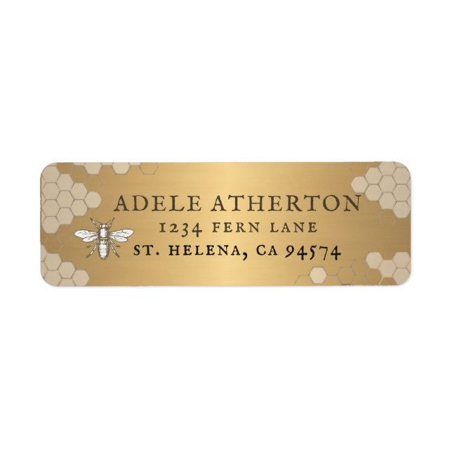 Metallic Gold Heraldic Bee Address Label (Vorne)