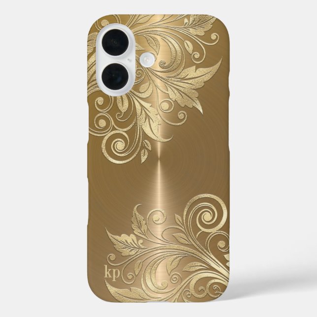 Metallic Gold Hintergrund Blumenakzent Case-Mate iPhone Hülle (Rückseite)