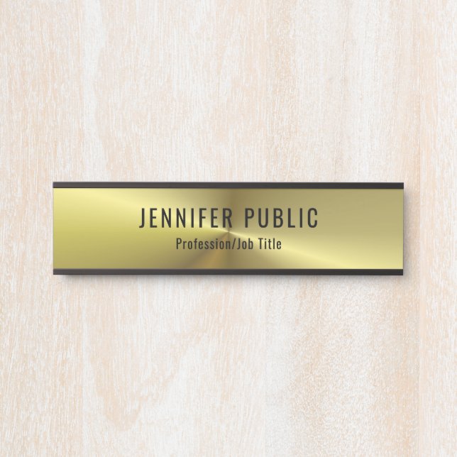 Metallic Gold Look Glamour Trendy Template Türschild (Vorderseite )