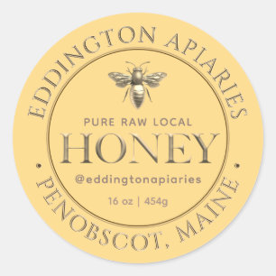 Metallic Gold Queen Bee Honey Label Runder Aufkleber