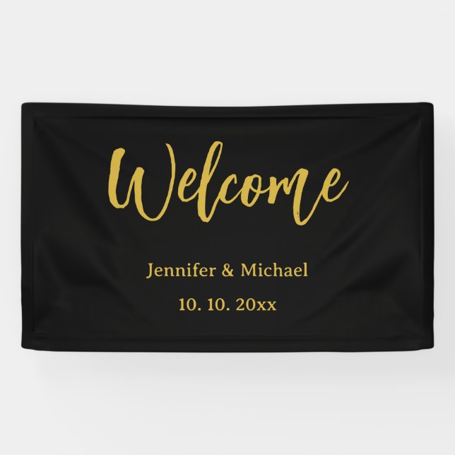 Metallic Gold & Schwarz Beruflich Modernes Elegant Banner (Horizontal)