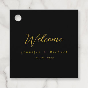 Metallic Gold & Schwarz Beruflich Modernes Elegant Geschenkanhänger