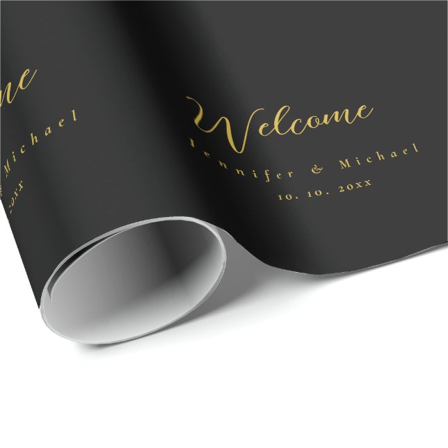 Metallic Gold & Schwarz Beruflich Modernes Elegant Geschenkpapier (Rolleneckpunkt)