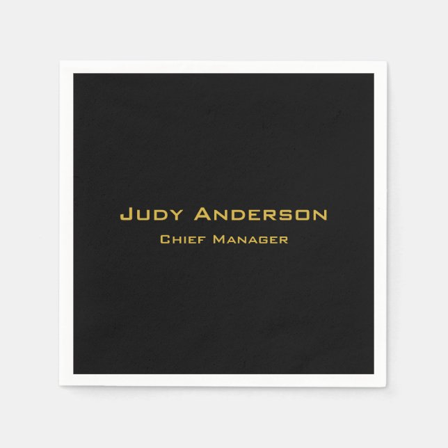 Metallic Gold & Schwarz Beruflich Modernes Elegant Serviette (Vorderseite)