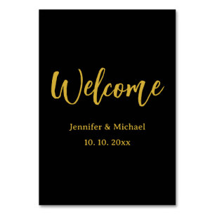 Metallic Gold & Schwarz Beruflich Modernes Elegant Tischnummer