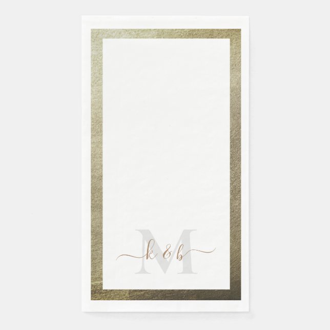 Metallic Gold Script Monogram Elegant Wedding Serviette (Vorderseite)