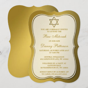 Metallic-Gold-Stern von David Bar Mitzvah Einladung
