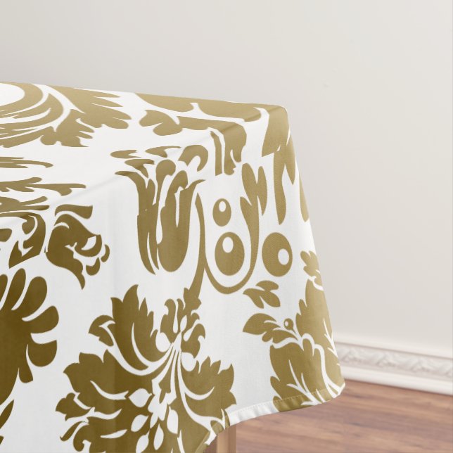 Metallic Gold White Floral Damasks Tischdecke (Beispiel)