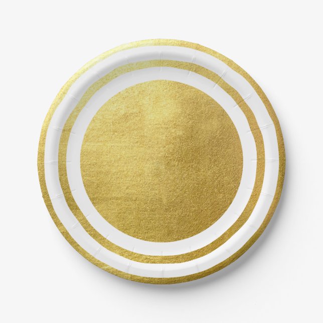 Metallic Gold White Generic Wedding Pappteller (Vorderseite)