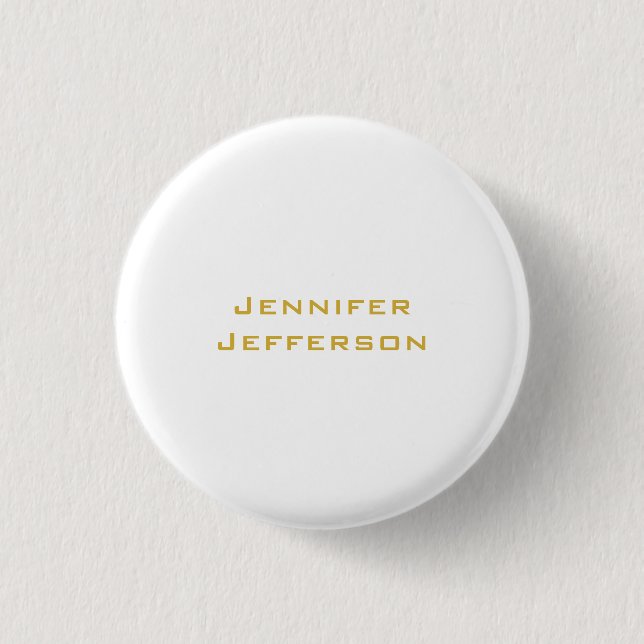 Metallic Gold & White Professional Modern Elegant Button (Vorderseite)