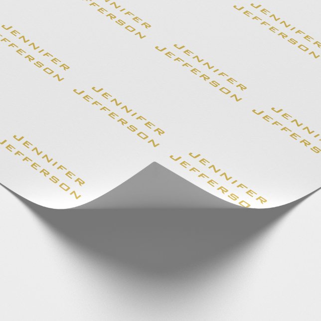Metallic Gold & White Professional Modern Elegant Geschenkpapier (Ecke)