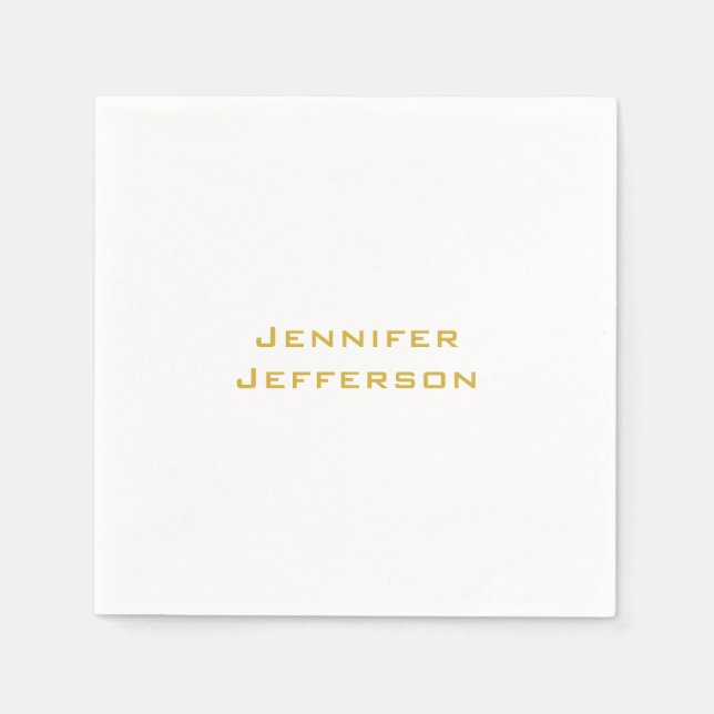 Metallic Gold & White Professional Modern Elegant Serviette (Vorderseite)