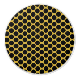 Metallic Gold with Modern Black Dot Style Hexagon Keramikknauf