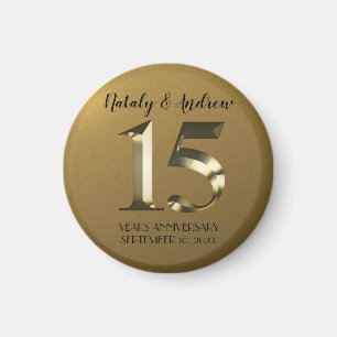 Metallic golden 15. Hochzeitstag Magnet