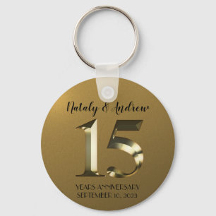 Metallic golden 15. Hochzeitstag Schlüsselanhänger