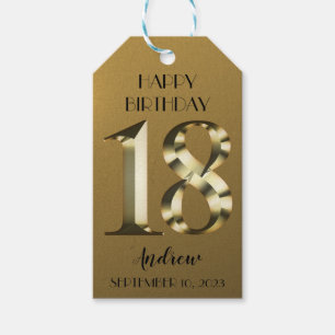 Metallic golden 18. Geburtstag Geschenkanhänger