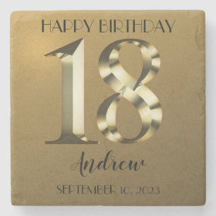 Metallic golden 18. Geburtstag Steinuntersetzer