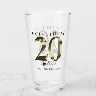 Metallic golden 20. Geburtstag Glas