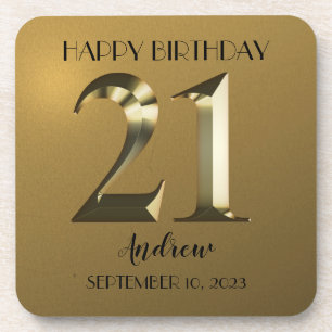 Metallic golden 21. Geburtstag Getränkeuntersetzer