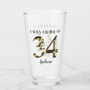 Metallic golden 34. Geburtstag Glas