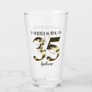Metallic golden 35. Geburtstag Glas