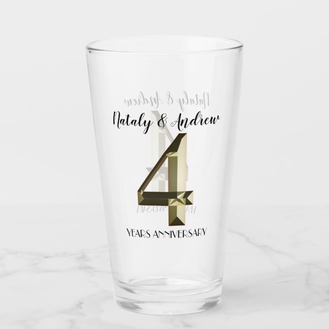 Metallic golden 4. Hochzeitstag Glas (Vorderseite)