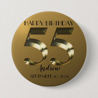 Metallic golden 55. Geburtstag Button