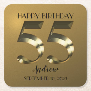 Metallic golden 55. Geburtstag Rechteckiger Pappuntersetzer
