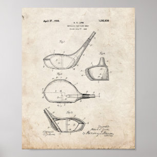 Metallic Golf Club Head Patent - Old Look Poster